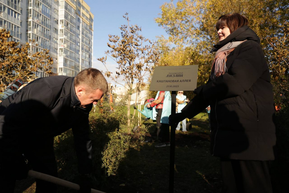 "Сквер Петербургского дизайна" в Малоохтинском парке украсили каштановой аллеей